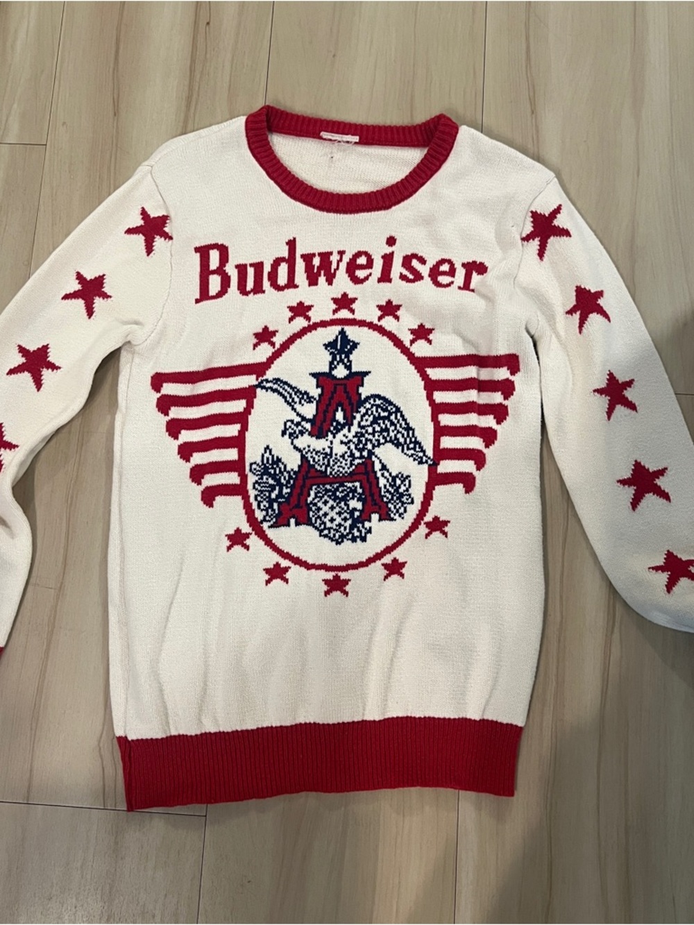 Budweiser White & Red Logo Knit Sweater - size S